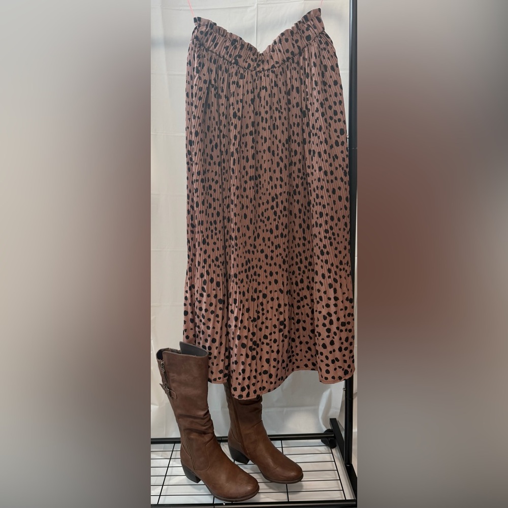 Papillon Blanc Black and Brown Polka Dot A-Line Skirt